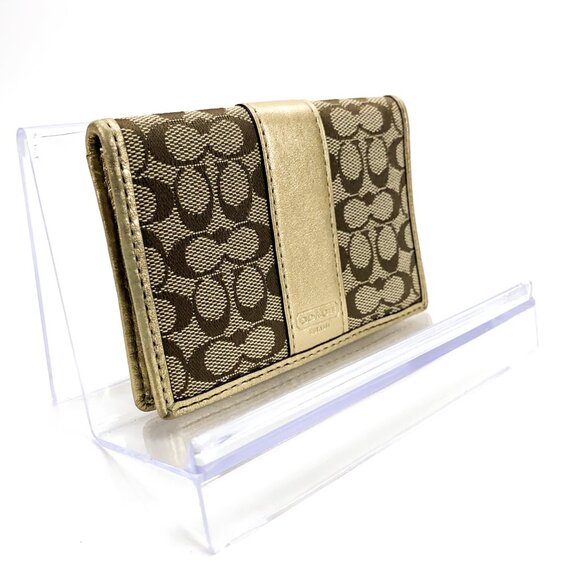 COACH Signature Monogram Wallet Card Holder w/Id Slot - Picture 6 of 10